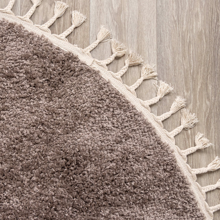 Rond hoogpolig vloerkleed - Lofty Fringe Taupe - 3