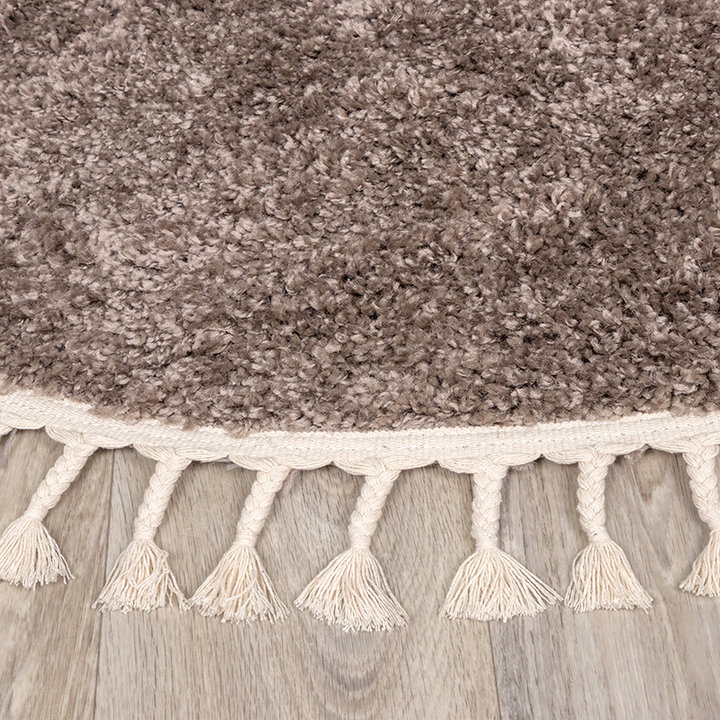Rond hoogpolig vloerkleed - Lofty Fringe Taupe - 4