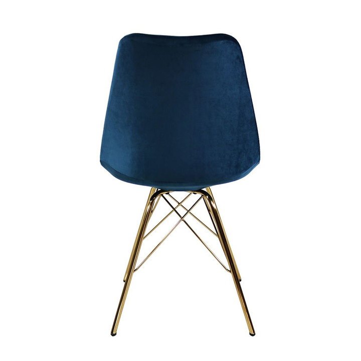Stoel Velvet Donkerblauw - Goud frame - 3