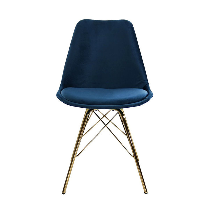 Stoel Velvet Donkerblauw - Goud frame - 2