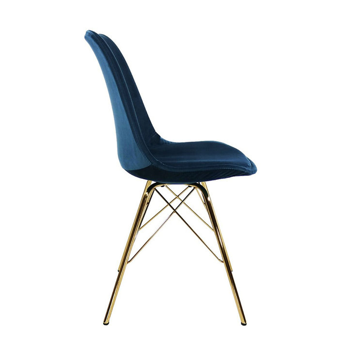 Stoel Velvet Donkerblauw - Goud frame - 1