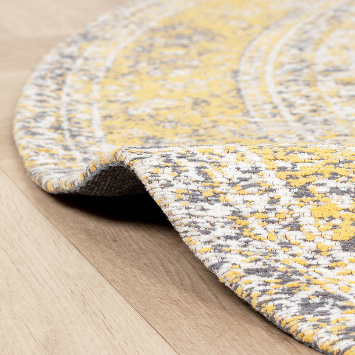 Rond Vintage vloerkleed - Admire Geel - 4