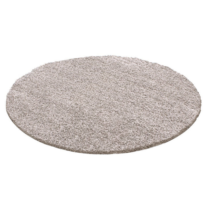 Rond Hoogpolig vloerkleed - Solid Licht Grijs - 1