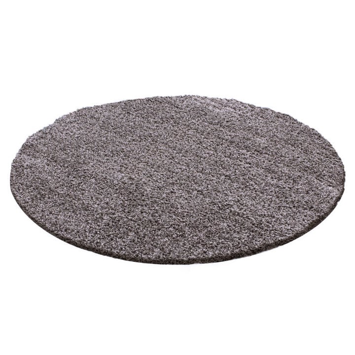 Rond Hoogpolig vloerkleed - Solid Donker Grijs - 1