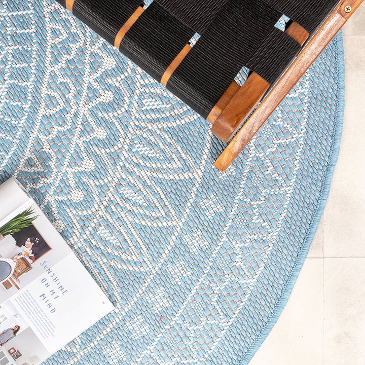 Rond Buitenkleed - Summer Azteca Lichtblauw - 3