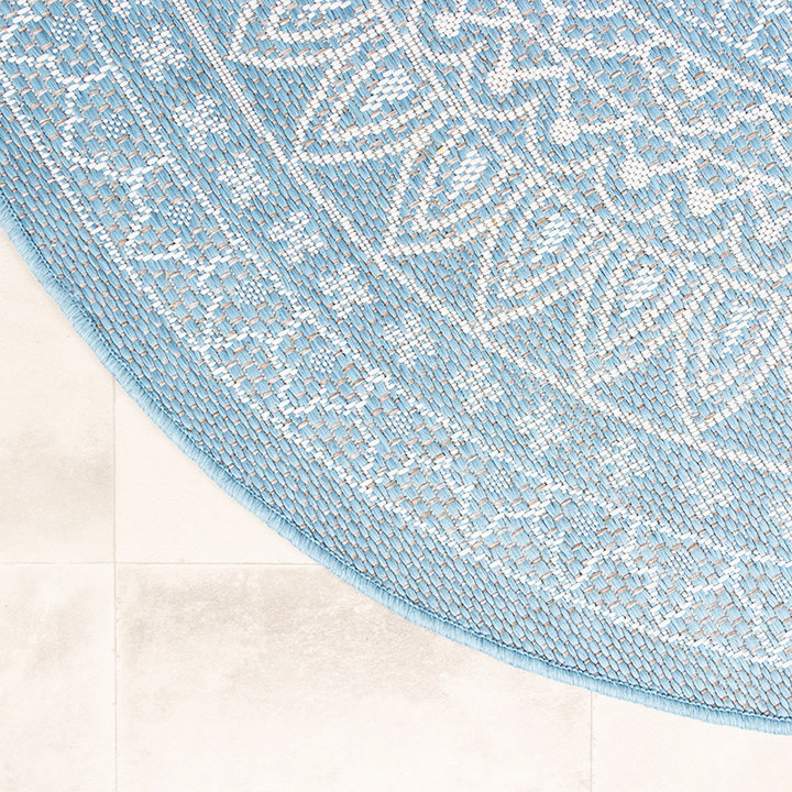 Rond Buitenkleed - Summer Azteca Lichtblauw - 6
