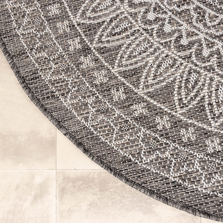 Rond Buitenkleed - Summer Azteca Grijs - 4