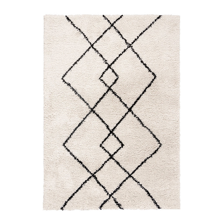  Hoogpolig vloerkleed - Sensa Pair Creme/Zwart - 1