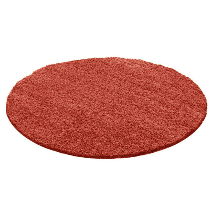Rond Hoogpolig vloerkleed - Solid Rood - 1