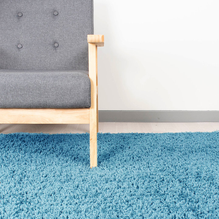 Hoogpolig vloerkleed - Solid Turquoise - 3