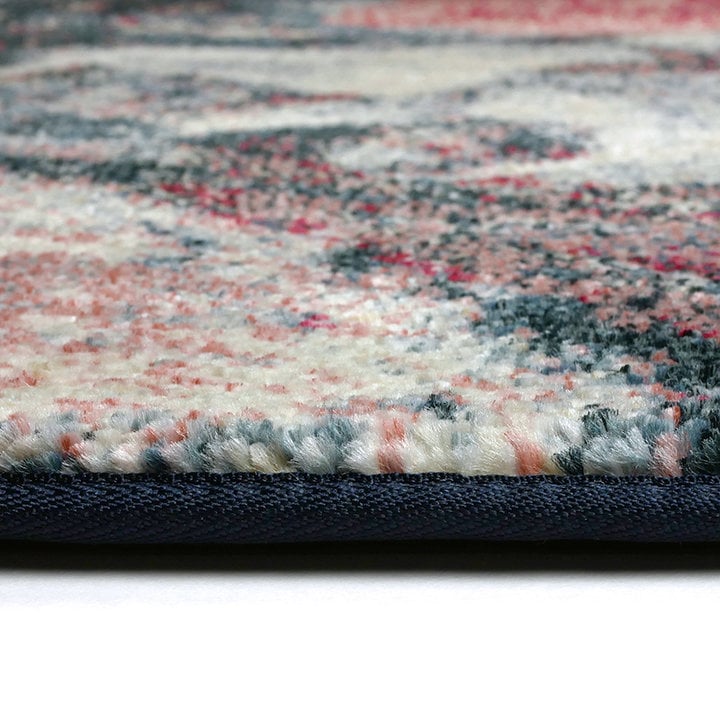 Rond Bloemen vloerkleed - Flores Blauw/Rood - 4