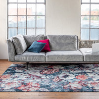 Bloemen vloerkleed - Flores Blauw Rood