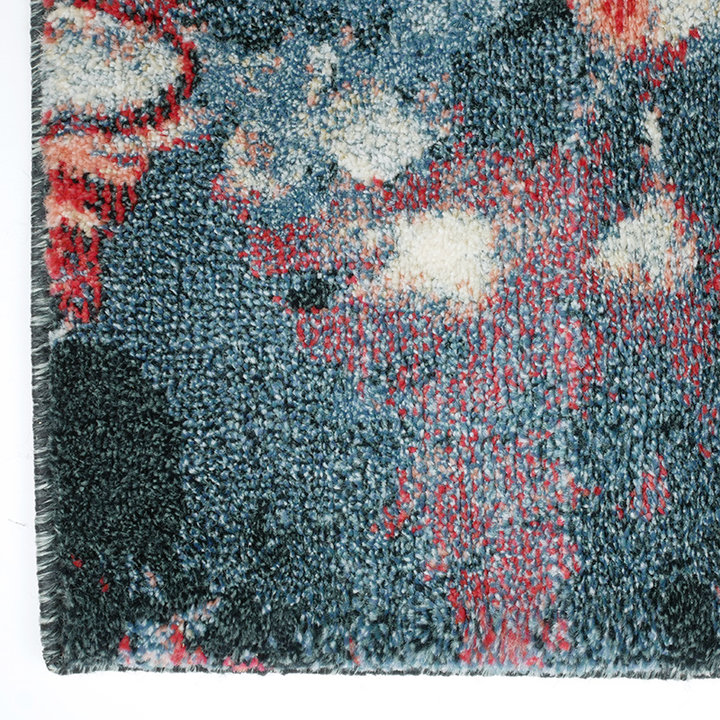 Bloemen vloerkleed - Flores Blauw/Rood - 7