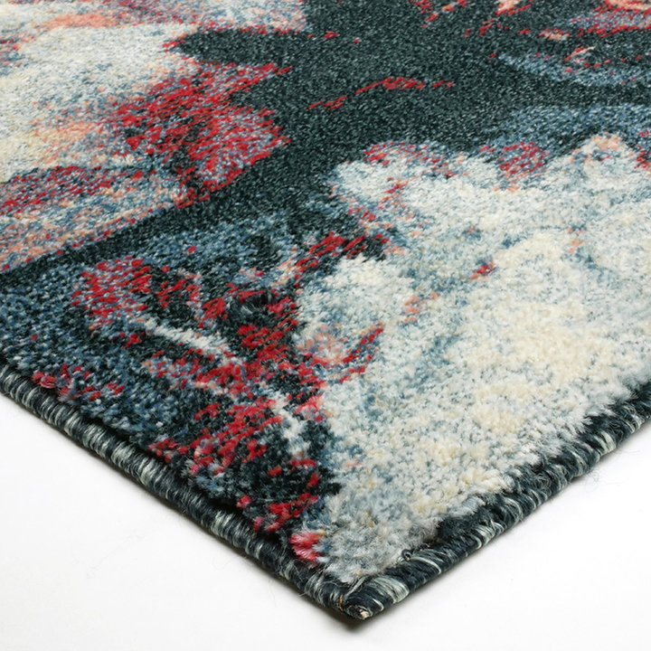 Bloemen vloerkleed - Flores Blauw/Rood - 9