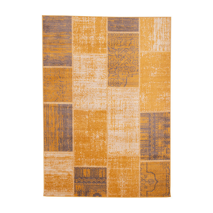 Patchwork vloerkleed - Spring Okergeel/Taupe - 1
