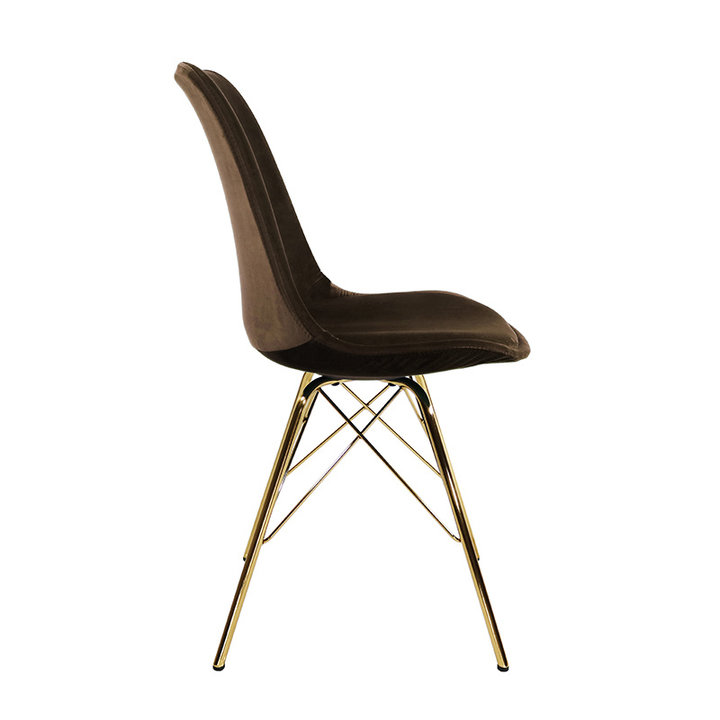 Stoel Velvet Koffiebruin  - Goud frame - 1