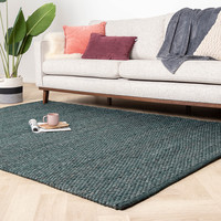 Wollen vloerkleed - Brilliant Blauw / Groen