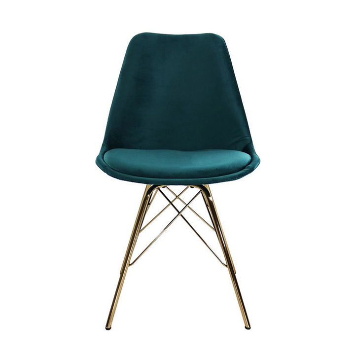 Stoel Velvet Blauw - Goud frame - 2