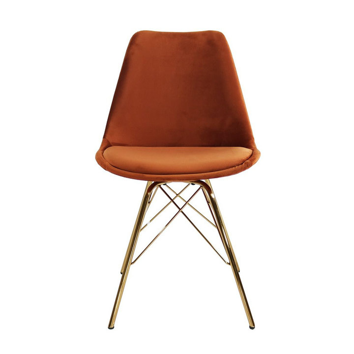 Stoel Velvet Oranje - Goud frame - 2