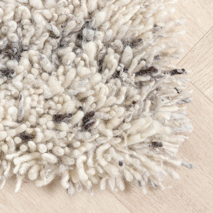 Hoogpolig Wollen vloerkleed - Royal Creme / Grijs Gemeleerd - 6