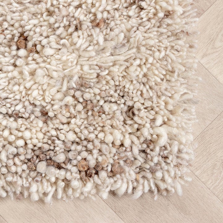 Hoogpolig Wollen vloerkleed - Royal Creme / Taupe Gemeleerd - 5