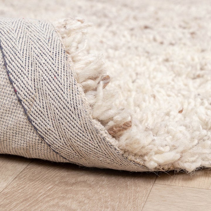 Hoogpolig Wollen vloerkleed - Royal Creme / Taupe Gemeleerd - 7