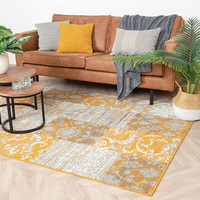 Patchwork vloerkleed - Famous Oker Geel