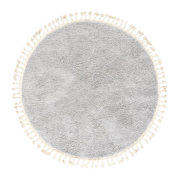 Rond hoogpolig vloerkleed - Lofty Fringe Licht Grijs - 1