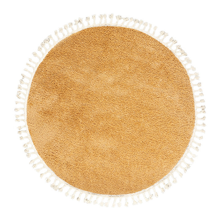 Rond hoogpolig vloerkleed - Lofty Fringe Geel - 1
