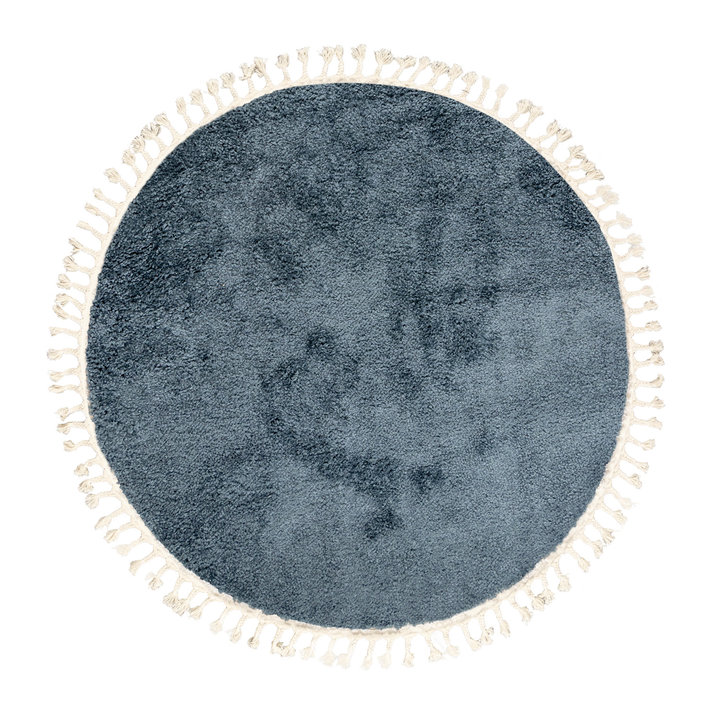 Rond hoogpolig vloerkleed - Lofty Fringe Blauw - 1