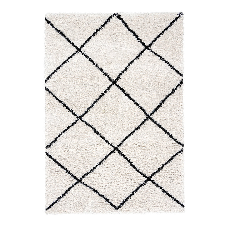 Hoogpolig vloerkleed - Sensa Lines Creme/Zwart - 1