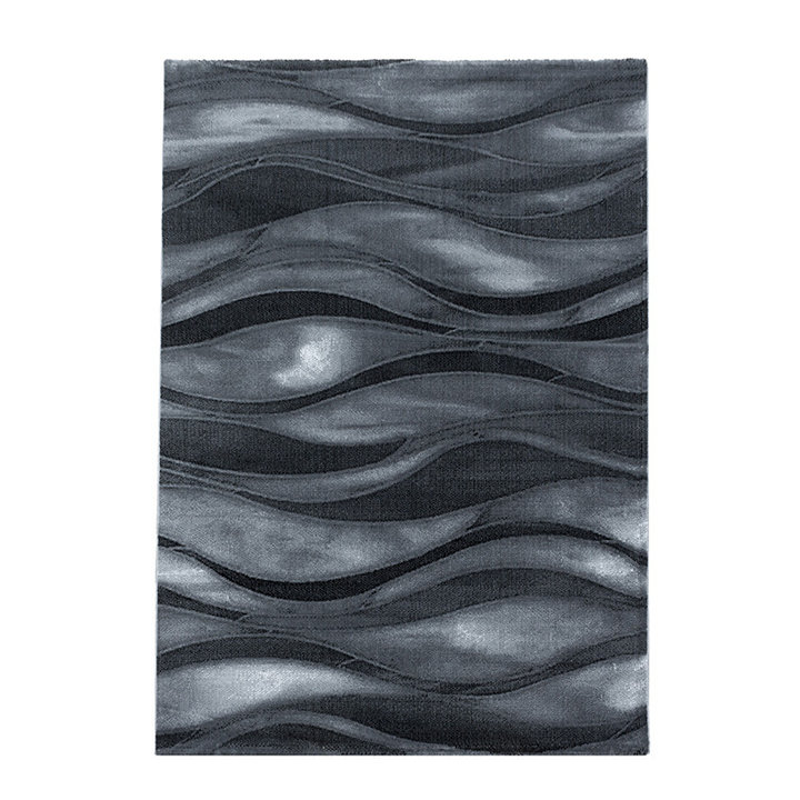 Modern vloerkleed - Streaky Current Zwart/Grijs - 1