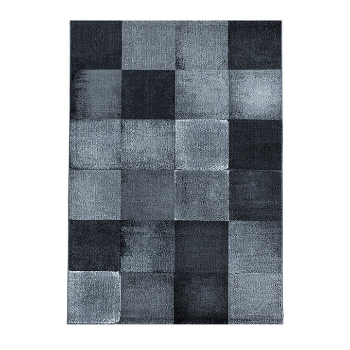 Modern vloerkleed - Streaky Box Zwart/Grijs - 1