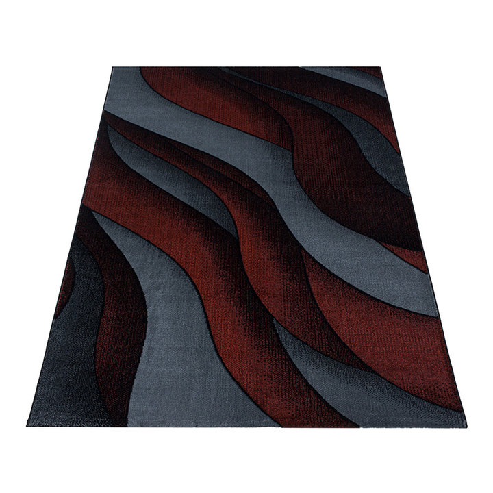 Modern vloerkleed - Streaky Waves Rood/Zwart - 2