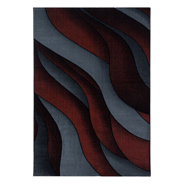 Modern vloerkleed - Streaky Waves Rood/Zwart - 1