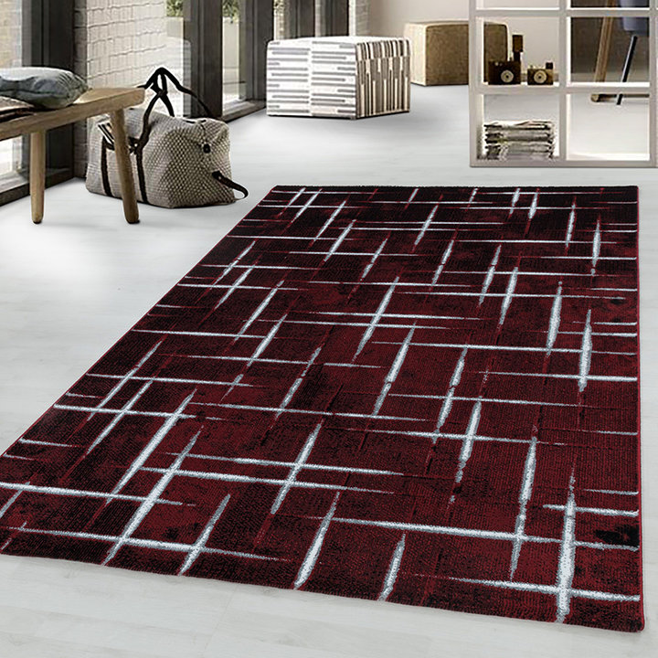 Modern vloerkleed - Streaky Skretch Rood Wit