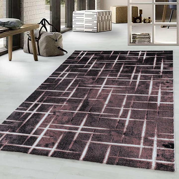 Modern vloerkleed - Streaky Skretch Roze Wit