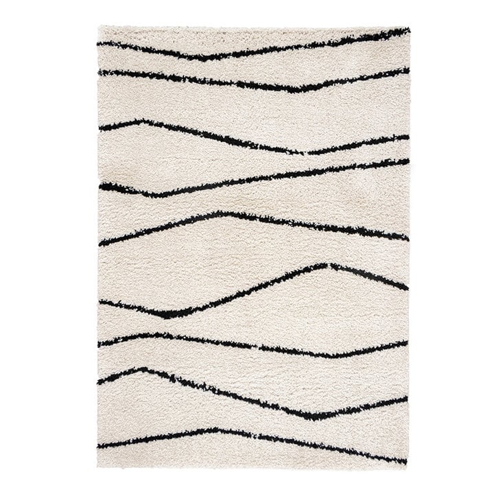 Hoogpolig vloerkleed - Grand Wire Creme/Zwart - 1