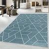 Retro vloerkleed - Stencil Triangle Blauw Wit