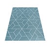 Retro vloerkleed - Stencil Triangle Blauw Wit