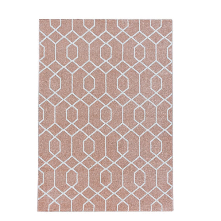 Retro vloerkleed - Stencil Pattern Roze/Wit - 1