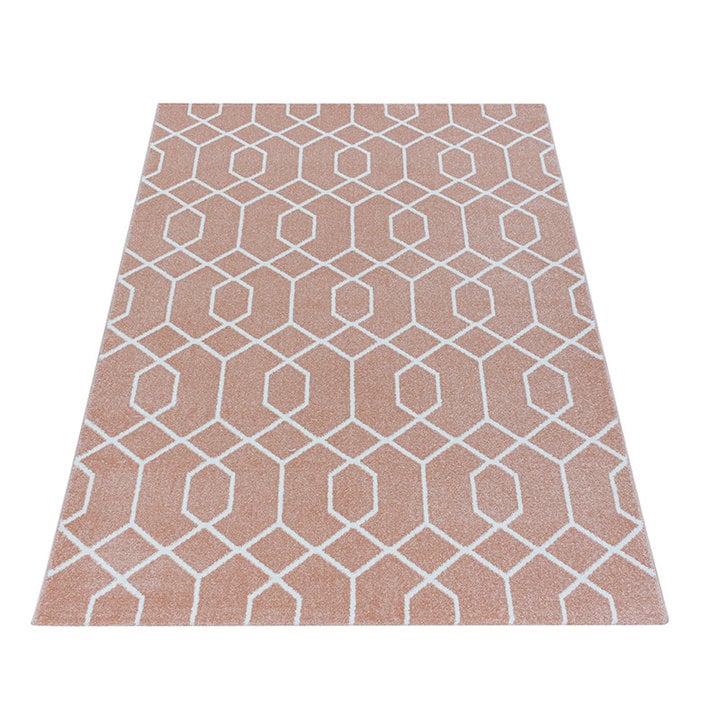 Retro vloerkleed - Stencil Pattern Roze/Wit - 2