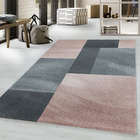 Retro vloerkleed - Stencil Rectangles Roze Grijs