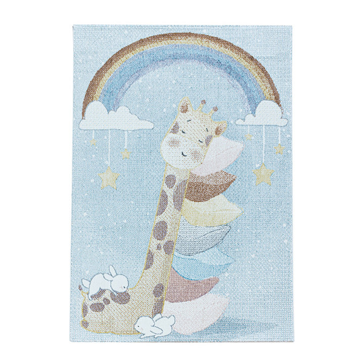 Kindervloerkleed - Lucy Giraffe Blauw - 1