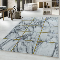 Modern vloerkleed - Marble Box Grijs Goud