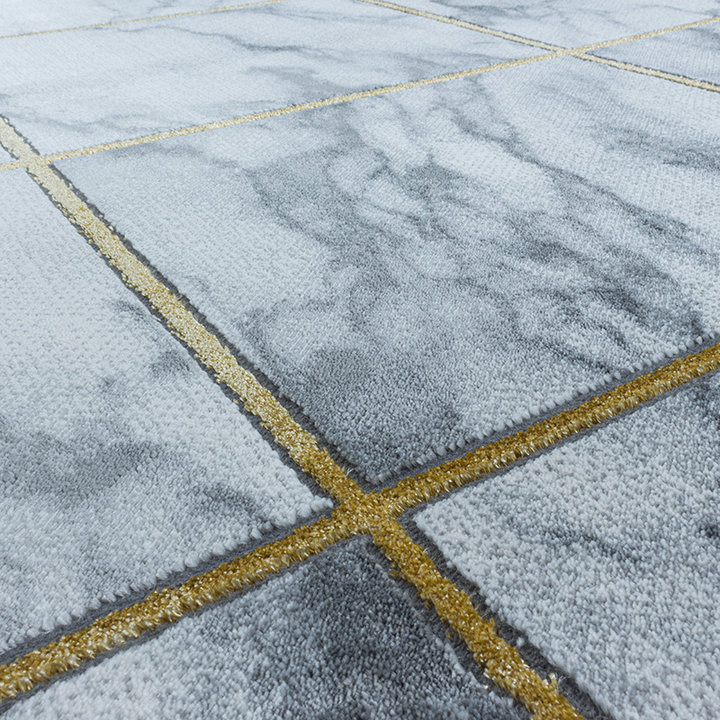 Modern vloerkleed - Marble Box Grijs/Goud - 5