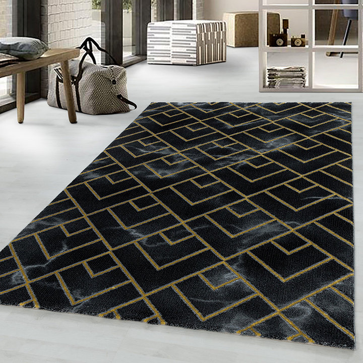 Modern vloerkleed - Marble Pattern Antraciet Goud