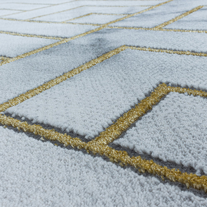 Modern vloerkleed - Marble Pattern Grijs/Goud - 5