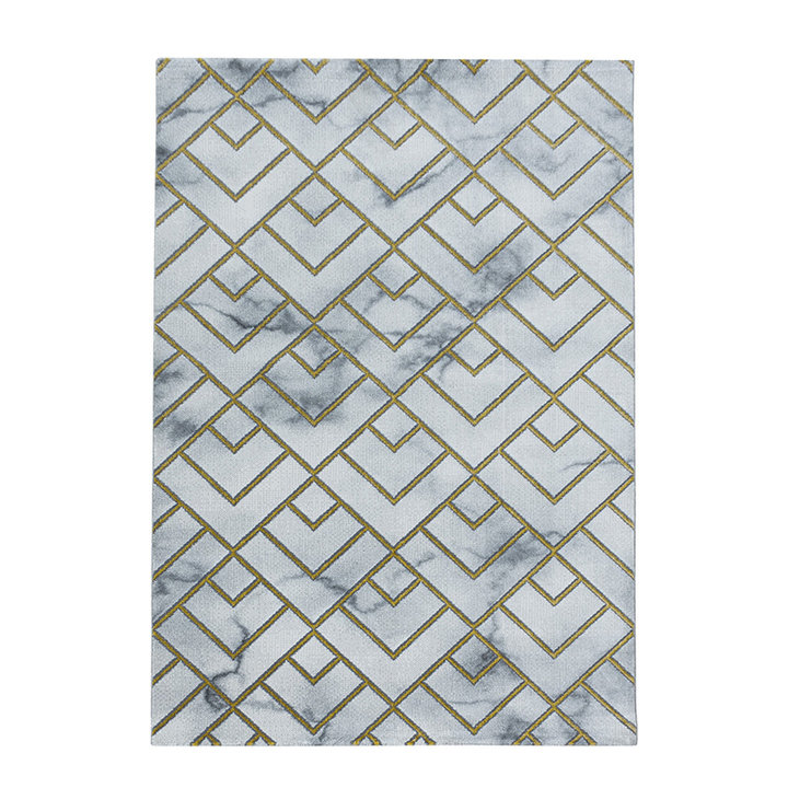 Modern vloerkleed - Marble Pattern Grijs/Goud - 1