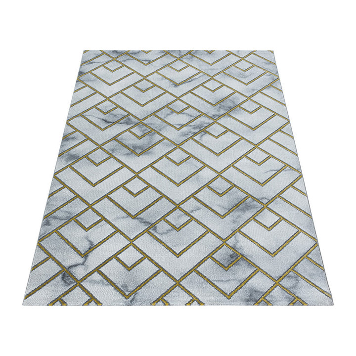 Modern vloerkleed - Marble Pattern Grijs/Goud - 2